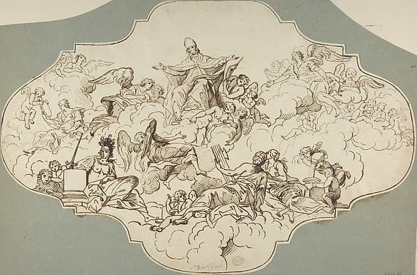 Study for a Ceiling Panel, by Anonymous, Italian, Roman-Bolognese, 18th century