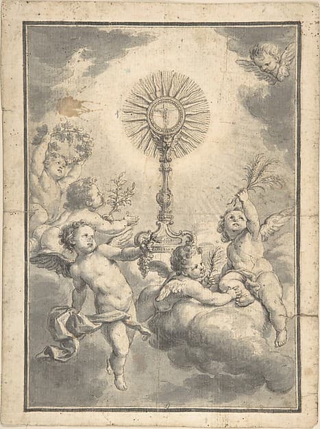 Monstrance Surrounded by Cherubs, by Anonymous, Italian, 17th or 18th century