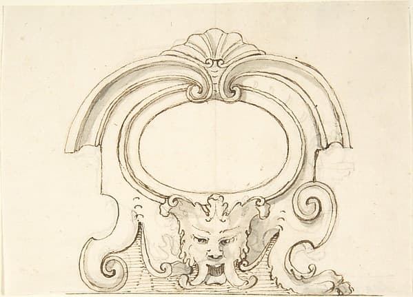 Cartouche with a Mask, by Anonymous, Italian, Venetian, 18th century
