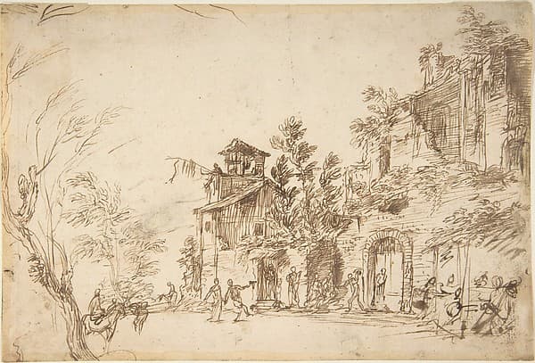 Landscape with Ruins, by Anonymous, Italian, Venetian, 18th century