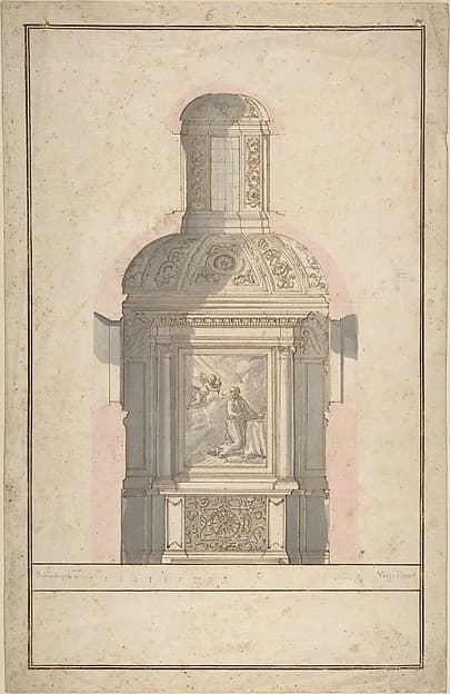 Architectural Drawing for a Chapel, by Anonymous, Italian, Roman, 18th century