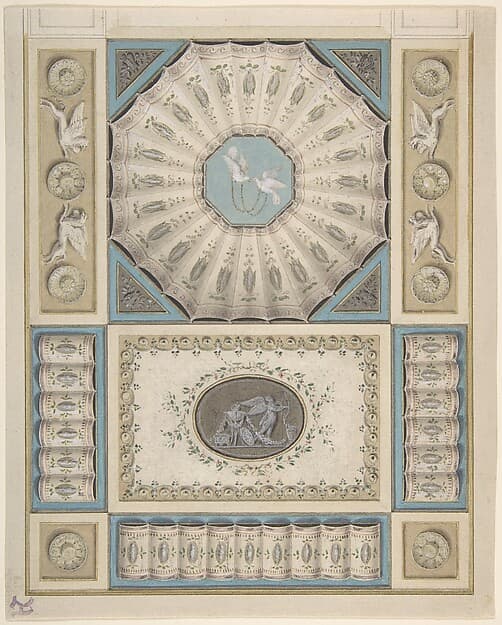 Design for Ceiling Decoration in Neoclassical Style, by Anonymous, Italian, Roman, 18th century