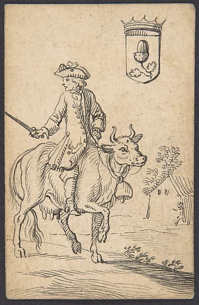 Acorn King: A Man Astride a Cow, by Johannes Brandenberg