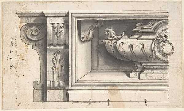 Design for a Sarcophagus or an Urn in a Niche, by Anonymous, Italian, Piedmontese, 18th century