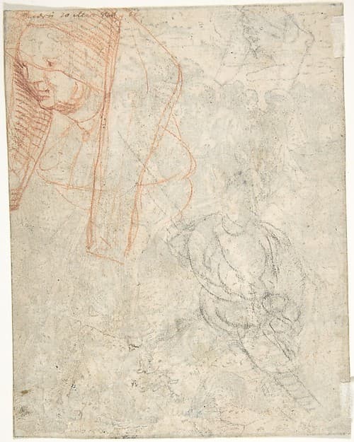 Head of a Woman and Sketch of a Figure (?), by Anonymous, German, 16th century