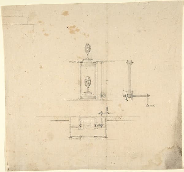 Design for a Machine to Raise and Lower Machinery, by Anonymous, German, 19th century