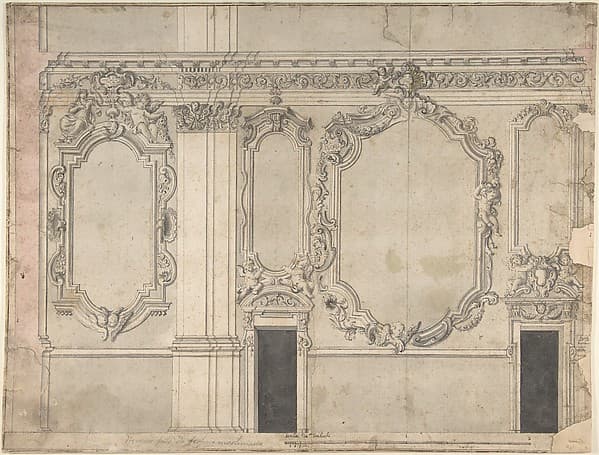 Design for an Interior Wall Elevation, by Anonymous, Italian, Piedmontese, 18th century