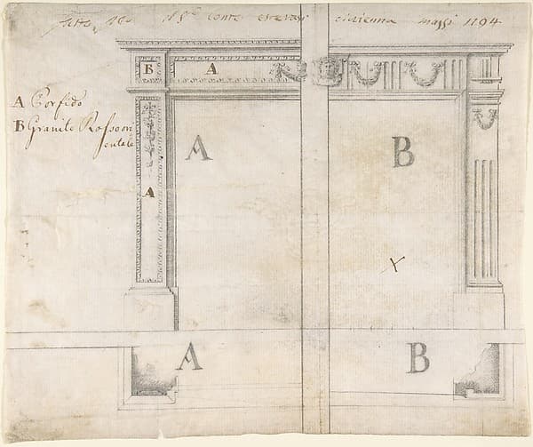 Alternate Designs for a Chimneypiece, by Anonymous, Italian, 18th century