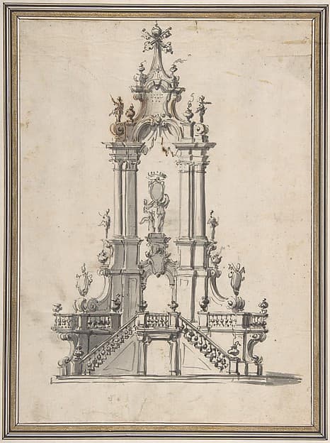 Design for a Catafalque, by Anonymous, Italian, 18th century