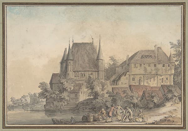 View of a Village alongside a River, by Samuel Hieronymus Grimm