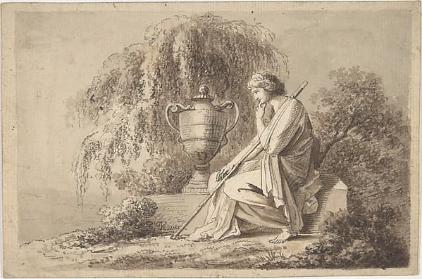 Female Figure Seated Beside an Urn, by Angelica Kauffmann