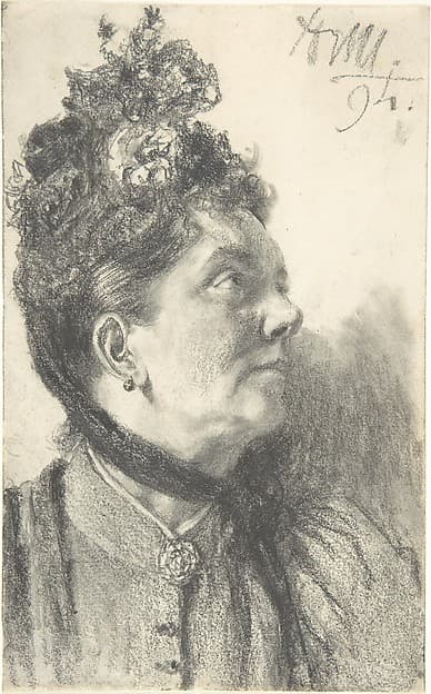 Woman with a Crushed Velvet Hat, by Adolph Menzel