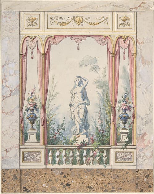 Design for an Interior with a Window into a Garden, by Anonymous, Italian, early 19th century
