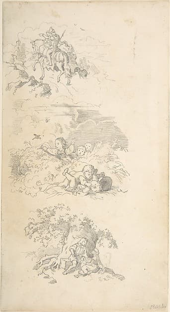Three Designs for Book Illustrations, by Adrian Ludwig Richter