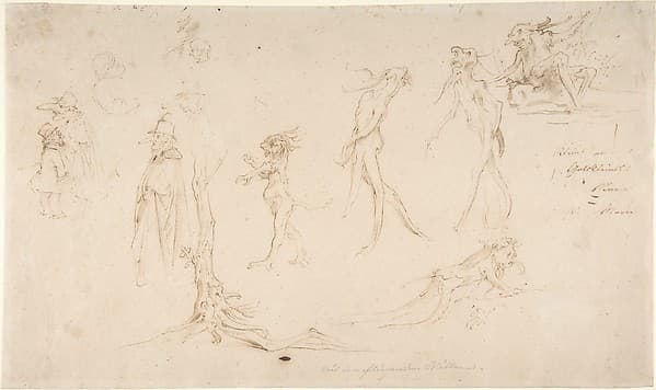 Studies of Imaginary Woodland Creatures and Other Figures, by Moritz von Schwind