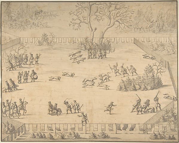 Design for an Illustration to Hans Friedrich von Fleming's "Der Volkommene Teursche Jäger...", by Anonymous, German, 18th century