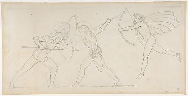 Illustration for "Seven Chiefs Against Thebes" (recto); Studies of Figures (verso), by John Flaxman