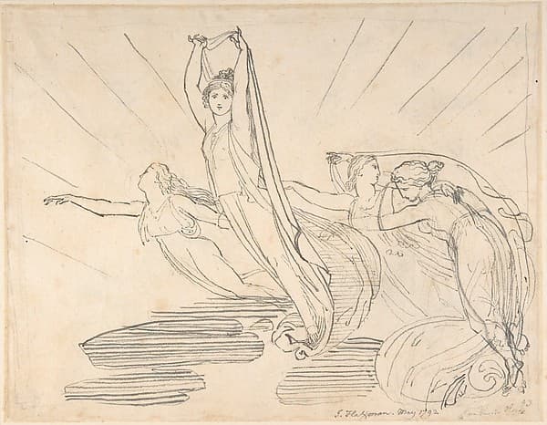 Morning: Pope's Odyssey, Book 12 (recto); Study for the final drawing (verso), by John Flaxman