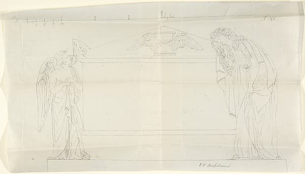 Design for a sarcophagus with two mourning figures, by John Gibson