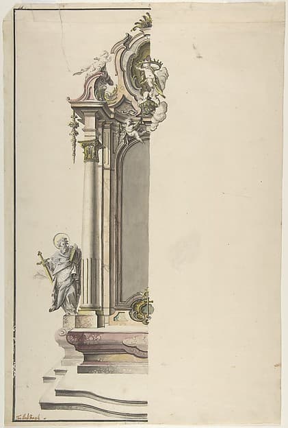 Design for an Aedicular Altar with St. Paul at the Left, by Johann Georg Dirr