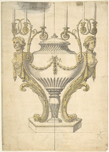 Candelabrum in the form of an Urn Clasped by Carytides and Candle Branches, by Henry Holland