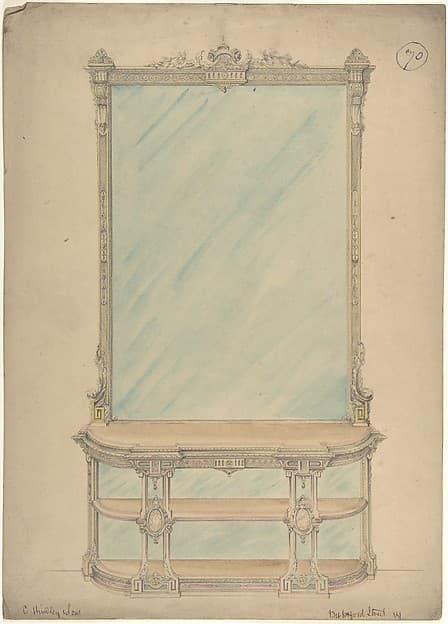 Design for a Mirror and Side Table, by Charles Hindley and Sons