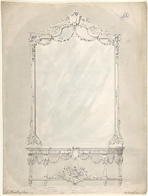 Design for a Side Table and Mirror, by Charles Hindley and Sons