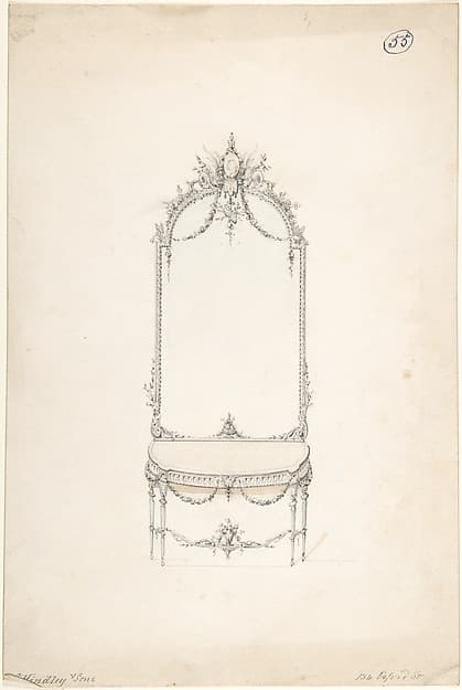 Design for a Side Table and Mirror, by Charles Hindley and Sons