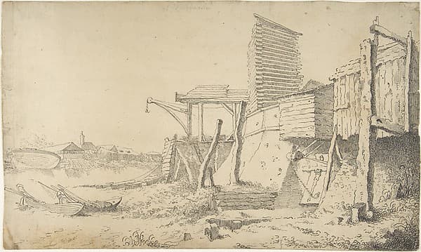 Building On a Riverbank, by Anonymous, British, late 18th century