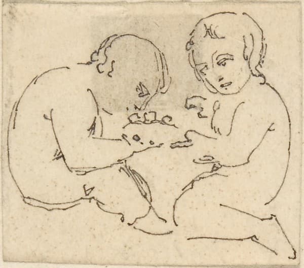Sketch of Two Children, by William Pitts
