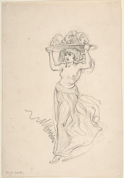 Girl Carrying a Tray with Four Heads, by William Bell Scott