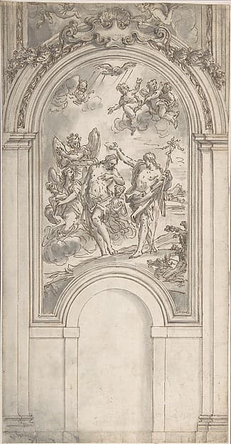 Design for a Baptism of Christ in an Architectural Setting, by Sir James Thornhill
