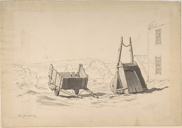 Irish cars (Study of two carts in a landscape), by Cornelius Varley