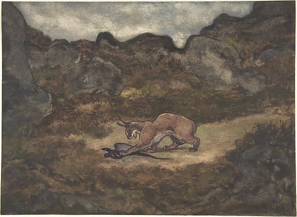 Caracal and Pheasant, by Antoine-Louis Barye