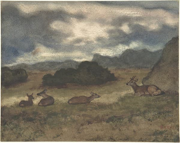 Deer in Landscape, by Antoine-Louis Barye