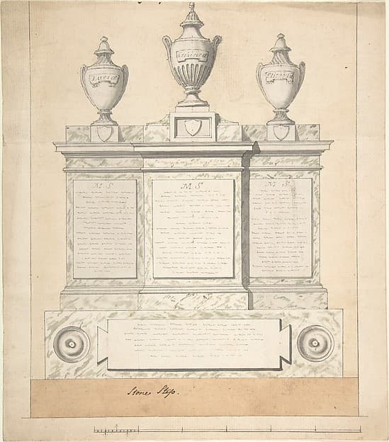 Design for a Monument to the Three Wives of the First Earl of Guilford, at Wroxton, Oxfordshire, by Joseph Wilton