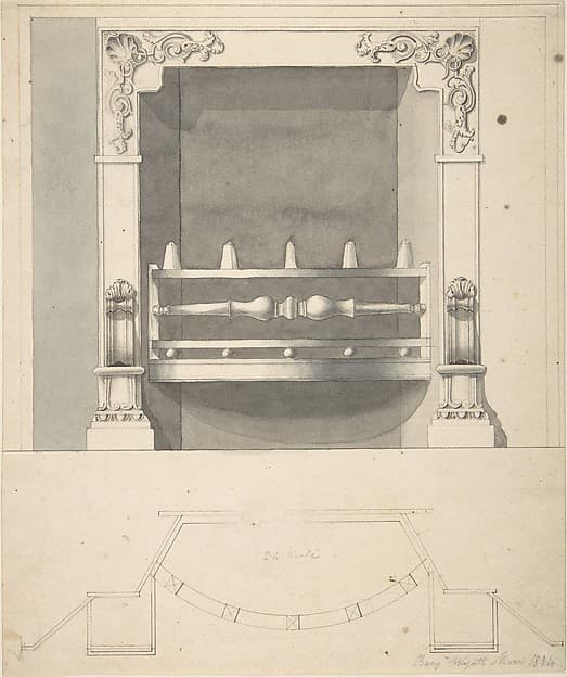 Design for a Cast-iron Hob Grate in Ormolu, by Benjamin Dean Wyatt