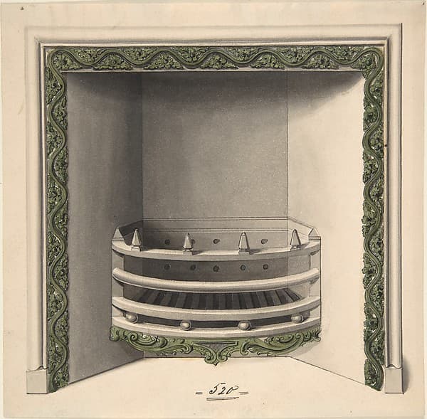 Design for Cast-iron Grate, Elevation and Plan, by Benjamin Dean Wyatt
