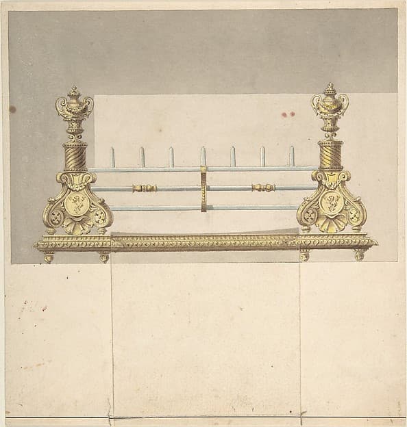 Design for Cast-iron Grate with Green Metal Surround, by Benjamin Dean Wyatt