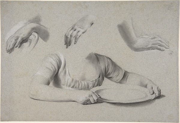 Studies of Hands and the Bust of a Young Girl Holding a Plate, by Louis Léopold Boilly
