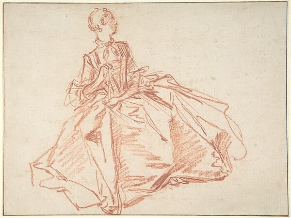 Seated Woman Holding a Fan, by François Boucher