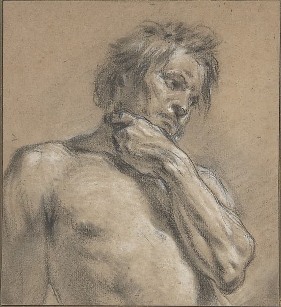 Half-Length Study of a Man, by François Boucher