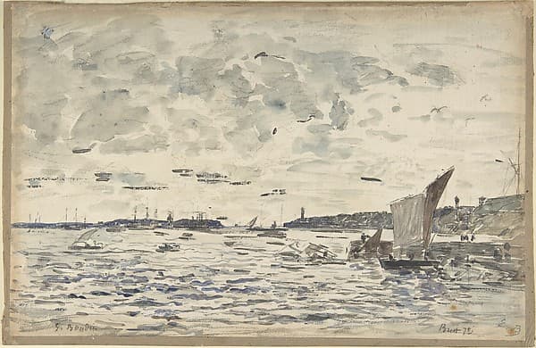 Harbor, Brest, by Eugène Boudin