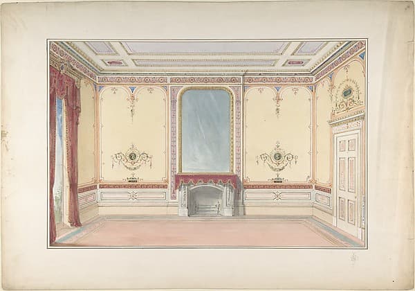 Interior: Fireplace wall, by John Gregory Crace
