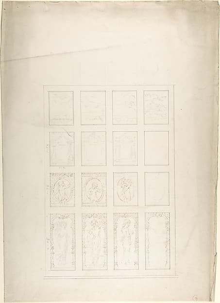 Design for Panelled Ceiling with Figures and Carving, by John Gregory Crace