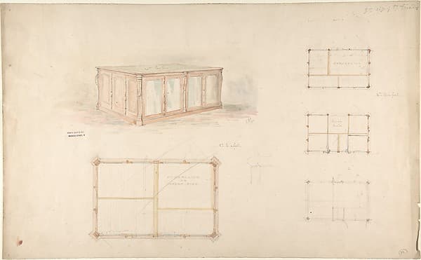 Design for desk and/or portfolio cabinet, by John Gregory Crace
