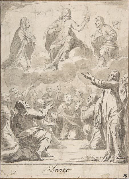 The Risen Christ between the Virgin and St. Joseph, Appearing to St. Peter and other Apostles, by Jean Daret