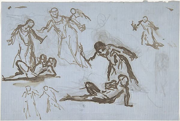 Sheet of figure studies, by Narcisse-Virgile Diaz de la Peña
