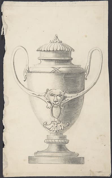 Design for a Lidded Vase with Lion's Head Boss, by Anonymous, British, 19th century
