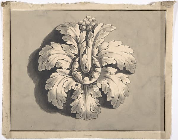 Design for a Boss Carved with Acanthus, by Anonymous, British, 19th century